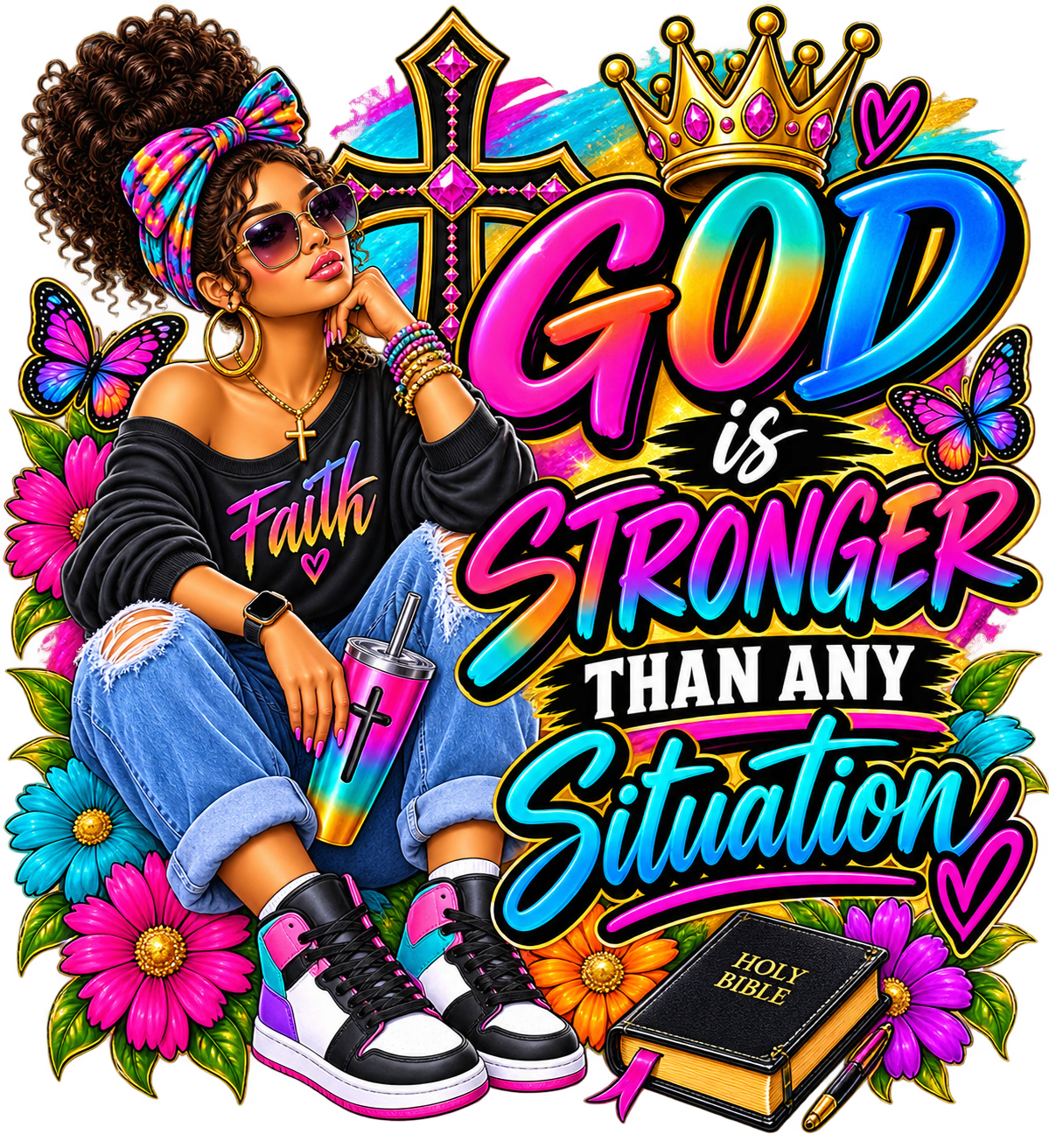 God Is Stronger Than Any Situation | Faith-Inspired UVDTF Transfer