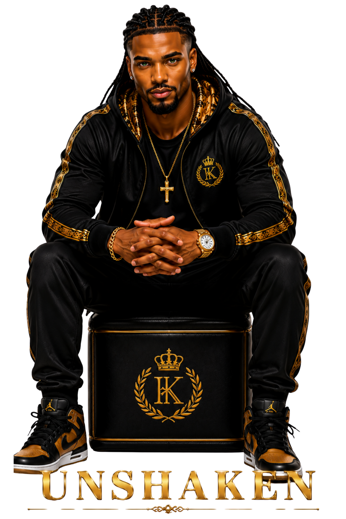 UNSHAKEN – Men's Faith-Inspired UVDTF Transfer | Black & Gold